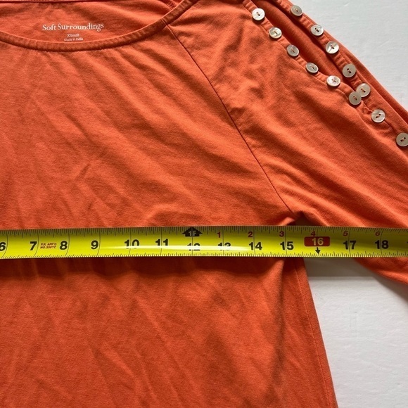 Soft Surroundings Open Cold Shoulder Tunic with Button Accents XS Orange - Picture 5 of 6